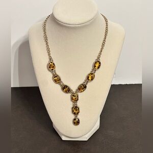 Leopard Print Stones Necklace Fashion Jewelry With Added Ext Chain Unbranded
